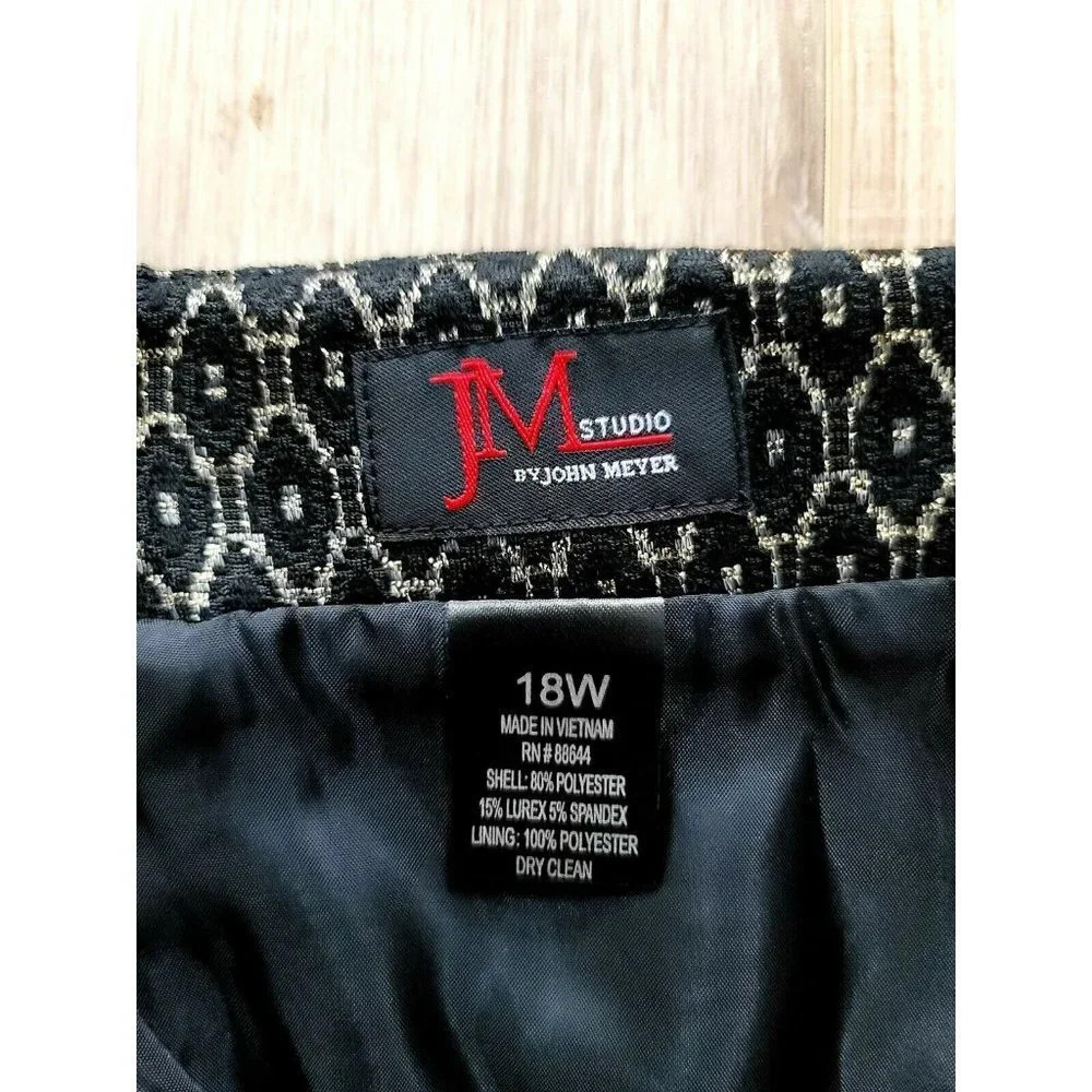 JM Studio John Meyer Black Gold Straight Lined Career Workwear Slit Skirt Sz 18W - Picture 10 of 11